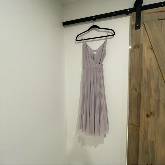 Aritzia Wilfred Beaune Pleated Mini Wrap Dress Purple Lavender XS - Picture 2 of 8